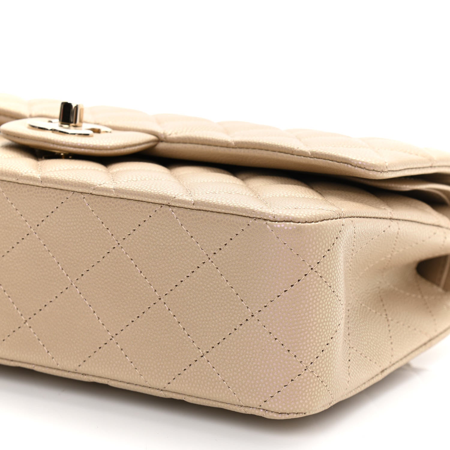 Chanel Iridescent Caviar Quilted Medium Double Flap Dark Beige 10 of 11