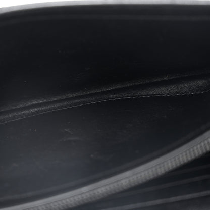 Saint Laurent Grain De Poudre Matelasse Chevron Monogram Monochrome Envelope Chain Wallet Black 5 of 14
