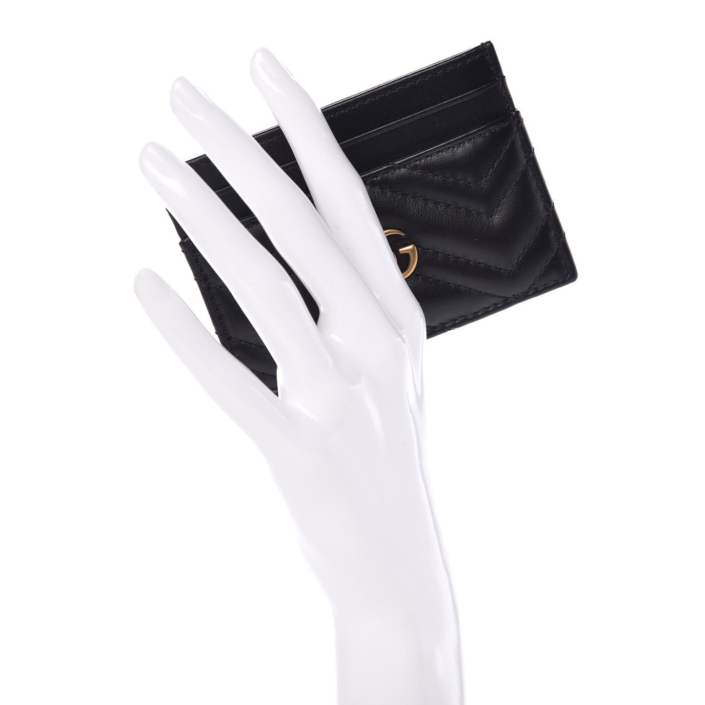 Calfskin Matelasse GG Marmont Card Holder Black