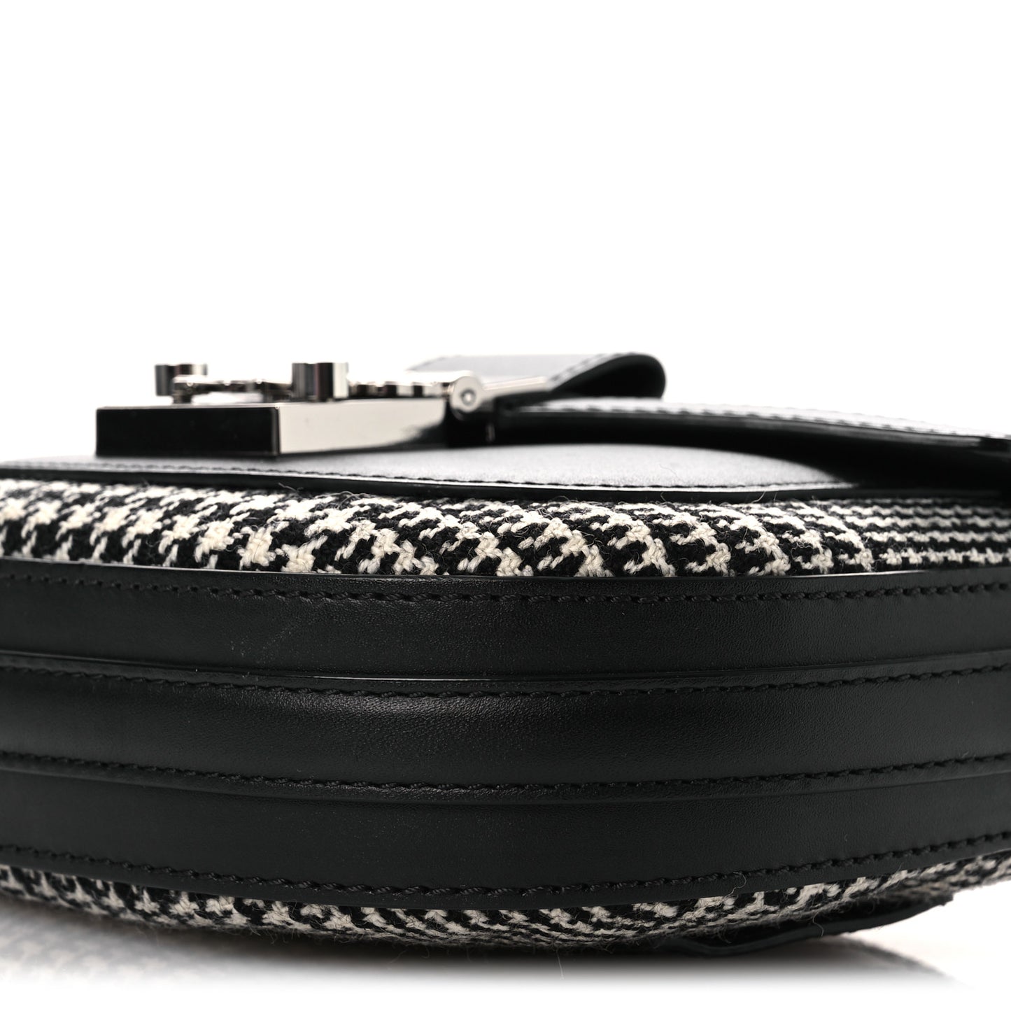 Calfskin Houndstooth Mini Patricia Belt Bag Black White