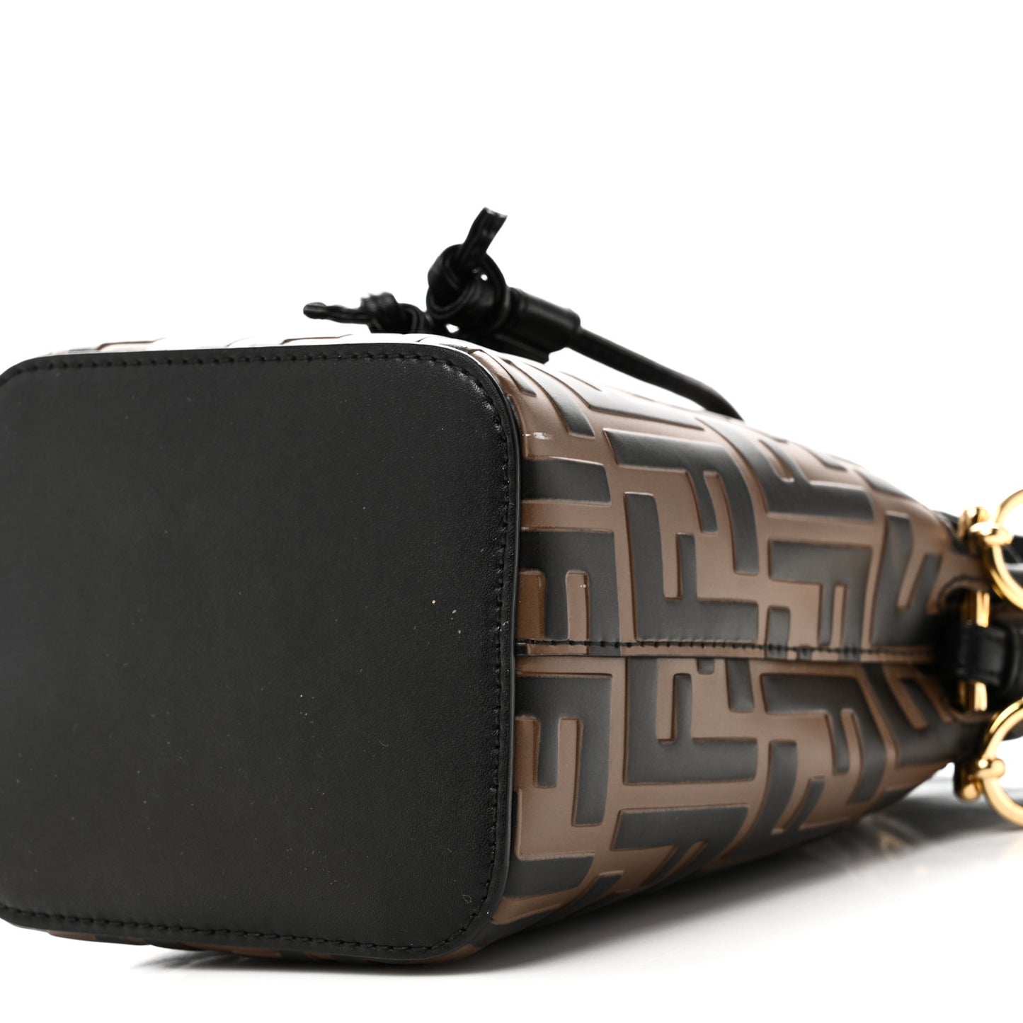 Vitello Liberty F is Fendi Bi-Color FF 1974 Embossed Mini Mon Tresor Bucket Bag Maya Black