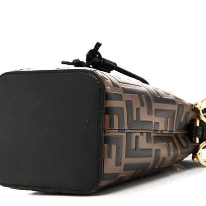 Fendi Vitello Liberty F is Fendi Bi-Color FF 1974 Embossed Mini Mon Tresor Bucket Bag Maya Black 10 of 10