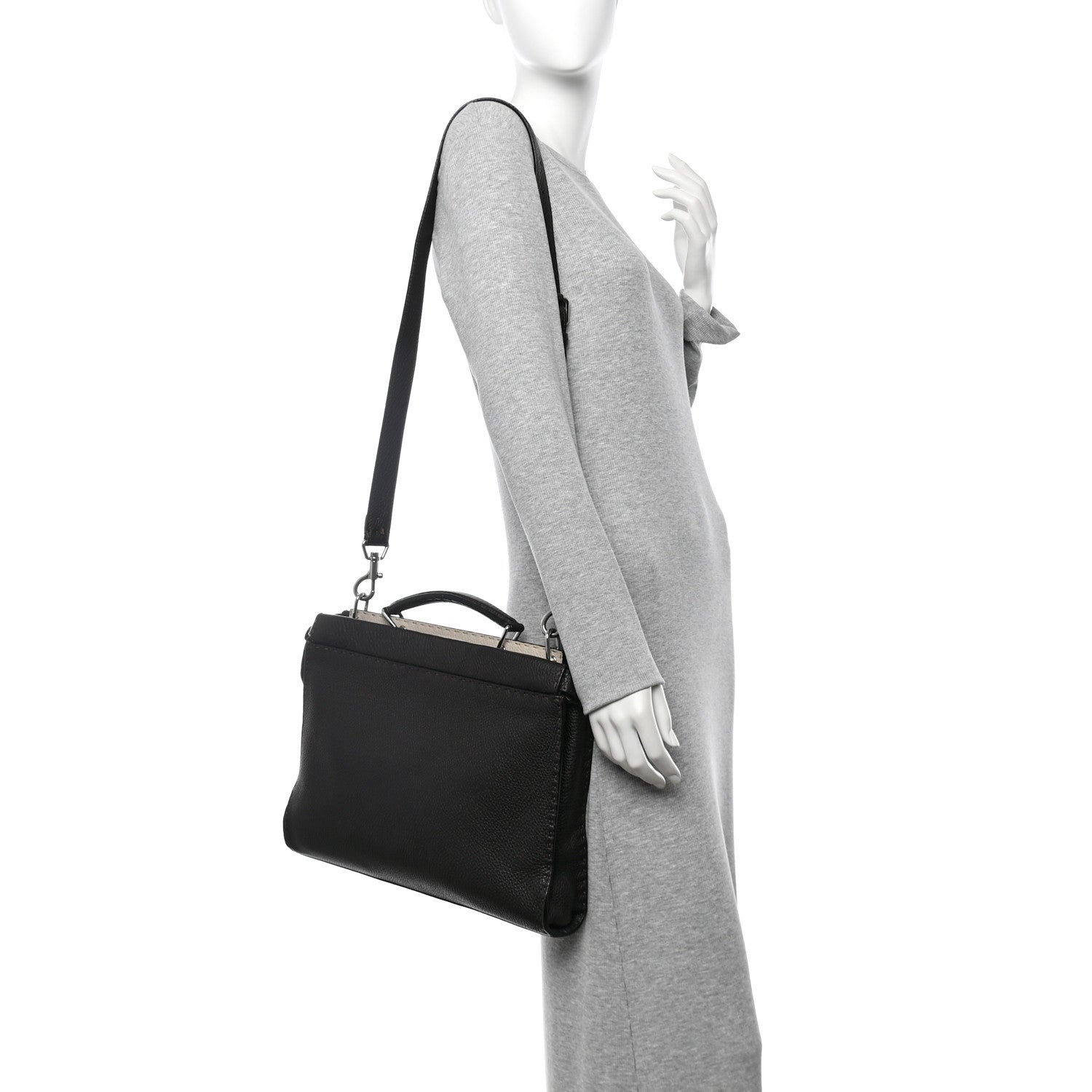 Fendi Calfskin Romano Selleria Large Peekaboo Iconic Fit Satchel Brown Milk Multicolor 2 of 9