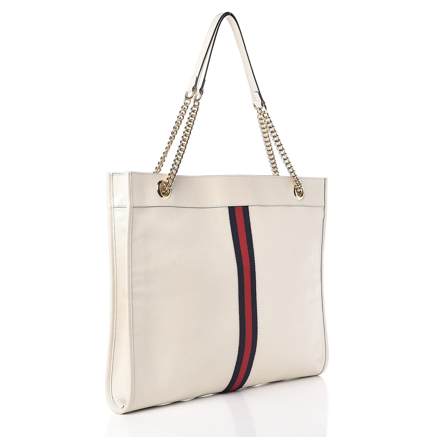 Suede Calfskin Large Rajah Chain Tote White