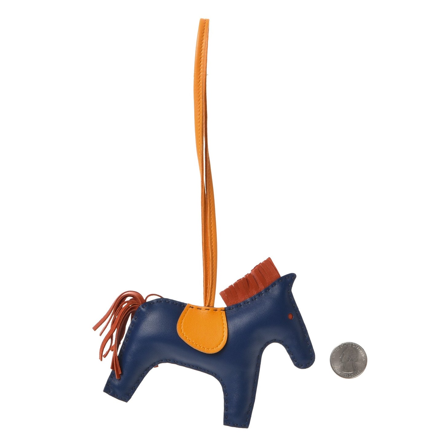 Milo Lambskin Grigri Rodeo Horse Bag Charm MM Bleu de Malte Cornaline Jaune D'Or