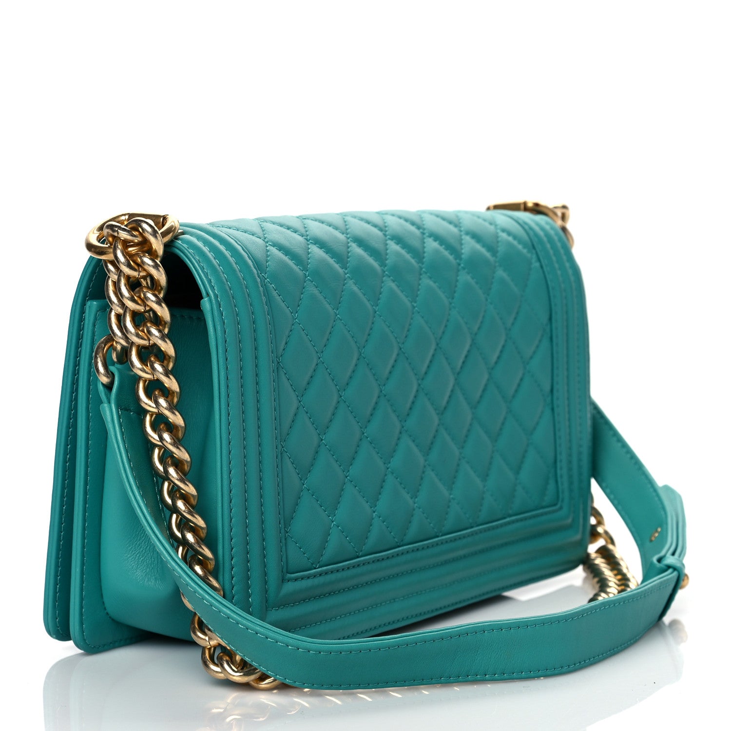 Chanel Calfskin Quilted Medium Boy Flap Turquoise 2 of 9