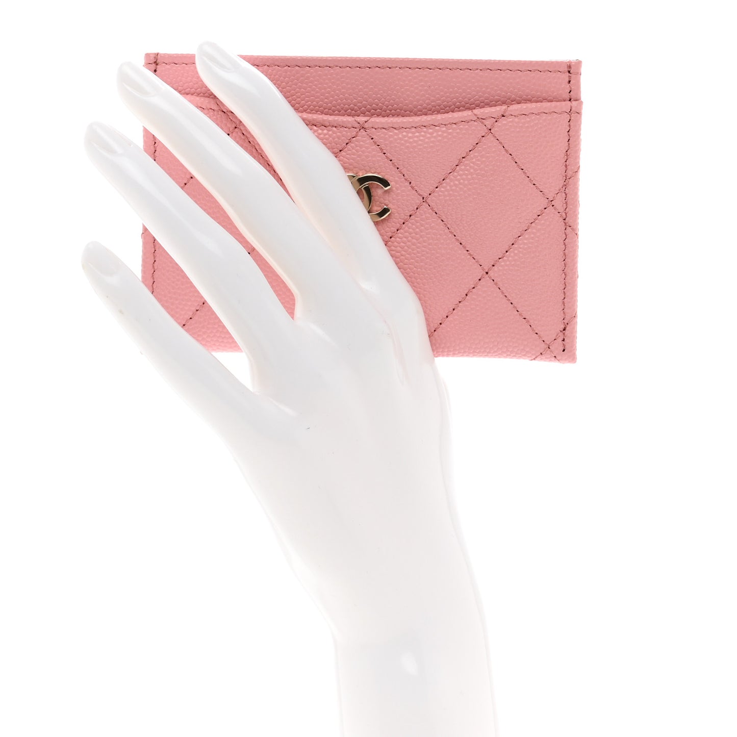 Caviar Quilted Card Holder Pink