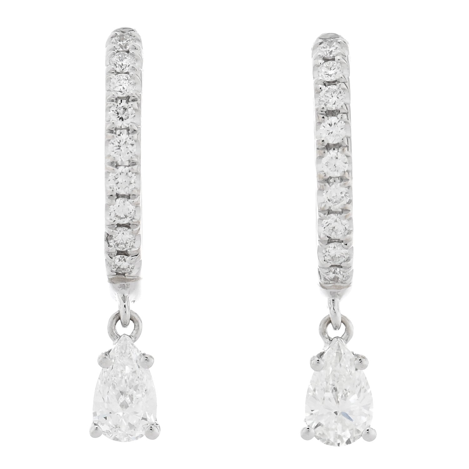 Anita Ko 18K White Gold Diamond Pear Huggie Drop Earrings 1 of 5