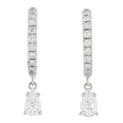 Anita Ko 18K White Gold Diamond Pear Huggie Drop Earrings 1 of 5
