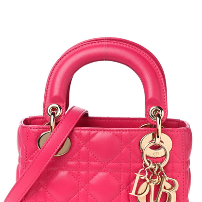 Christian Dior Lambskin Cannage Mini Lady Dior Fuchsia 7 of 9