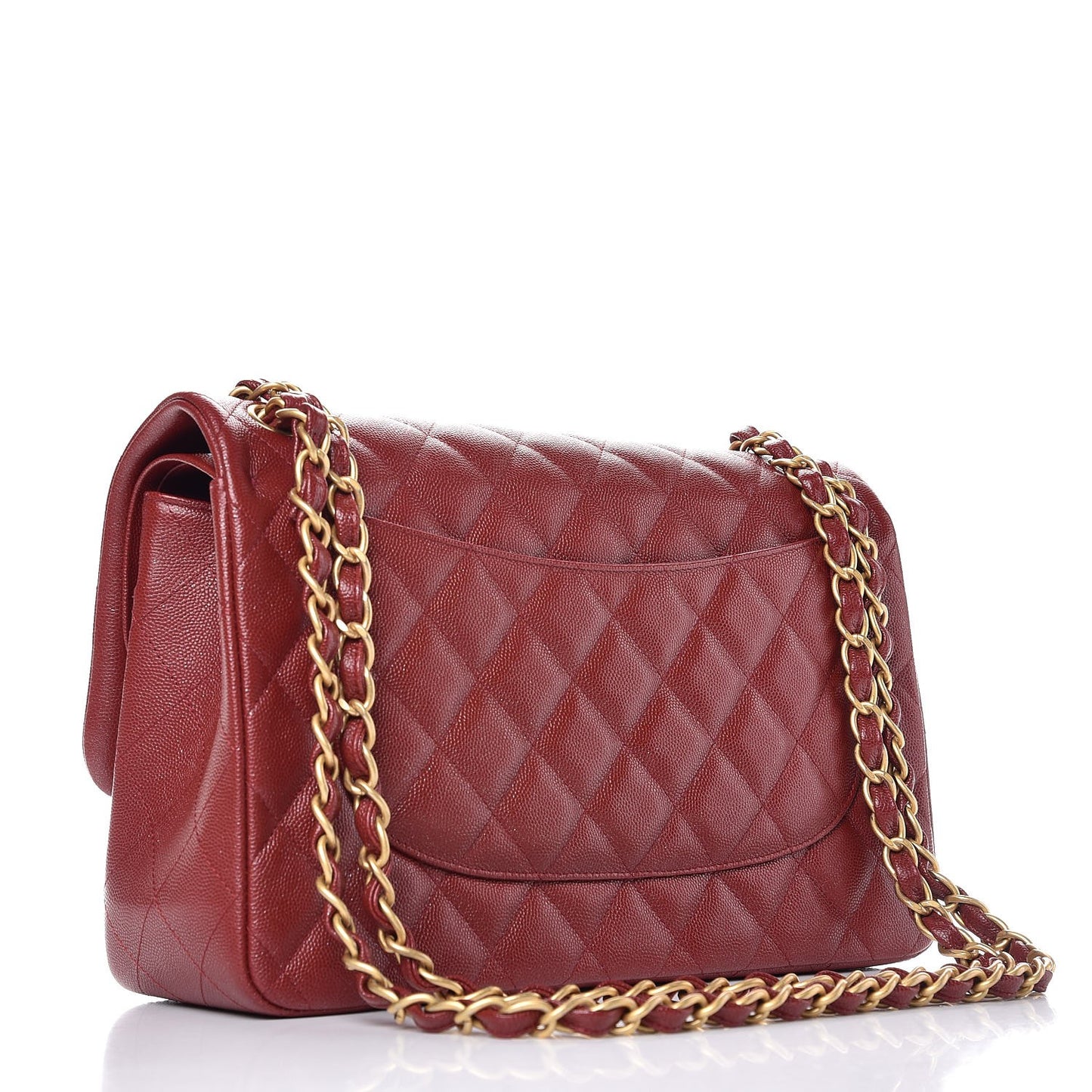 Iridescent Caviar Quilted Jumbo Double Flap Burgundy