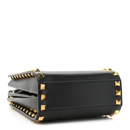 Valentino Garavani Grainy Calfskin Mini Rockstud Alcove Tote Black 4 of 11