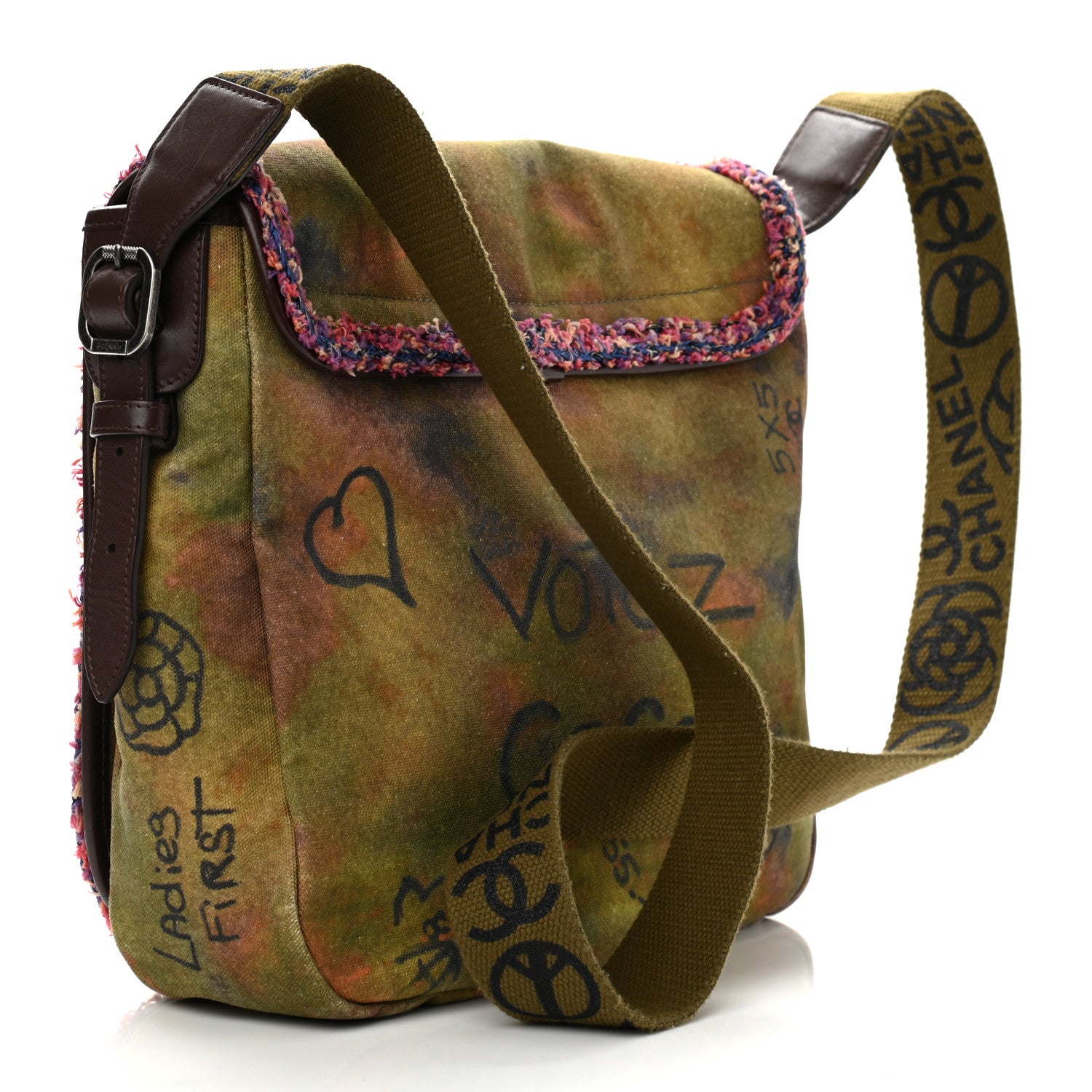 Chanel Washed Toile Graffiti On The Pavements Messenger Khaki Multicolor 2 of 12
