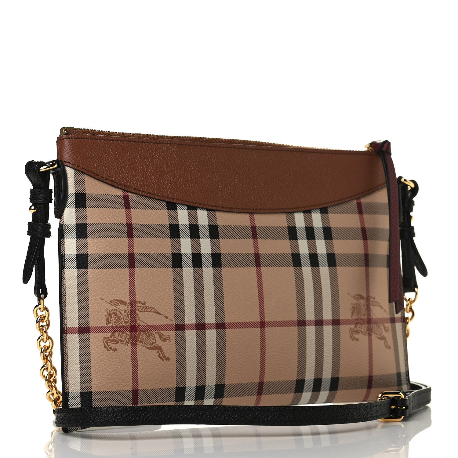 Burberry Haymarket Check Peyton Crossbody Clutch Bag Toffee 2 of 4