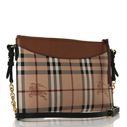 Burberry Haymarket Check Peyton Crossbody Clutch Bag Toffee 2 of 4