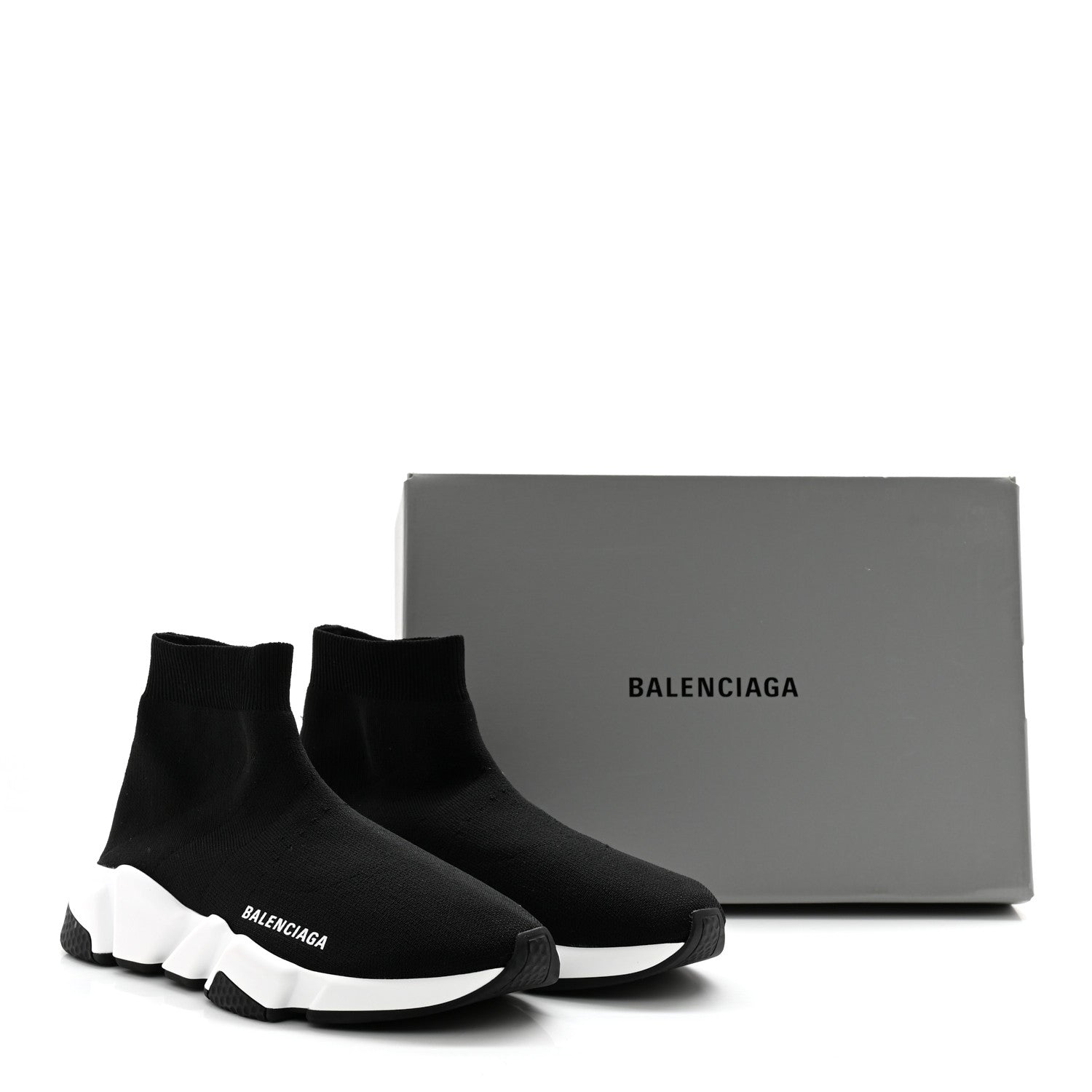 Balenciaga Neoprene Knit Womens Speed Sneakers 39 Black White 10 of 10