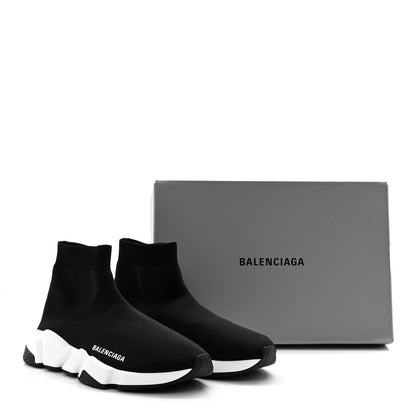 Balenciaga Neoprene Knit Womens Speed Sneakers 39 Black White 10 of 10