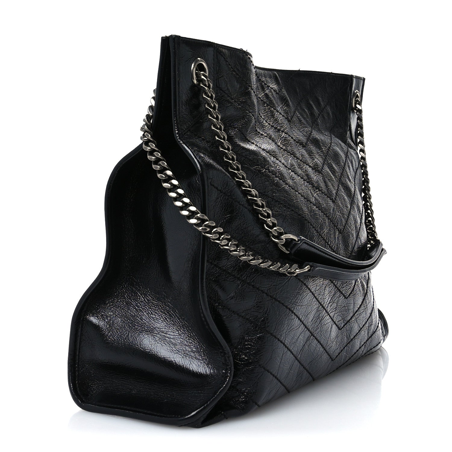 Saint Laurent Crinkled Calfskin Matelasse Monogram Large Niki Shopper Tote Black 3 of 11