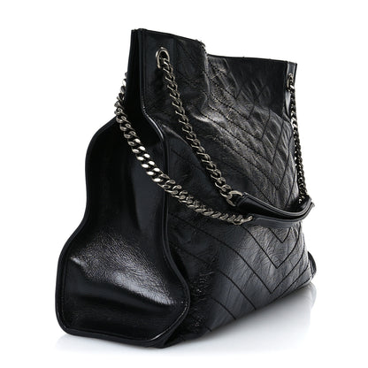 Saint Laurent Crinkled Calfskin Matelasse Monogram Large Niki Shopper Tote Black 3 of 11