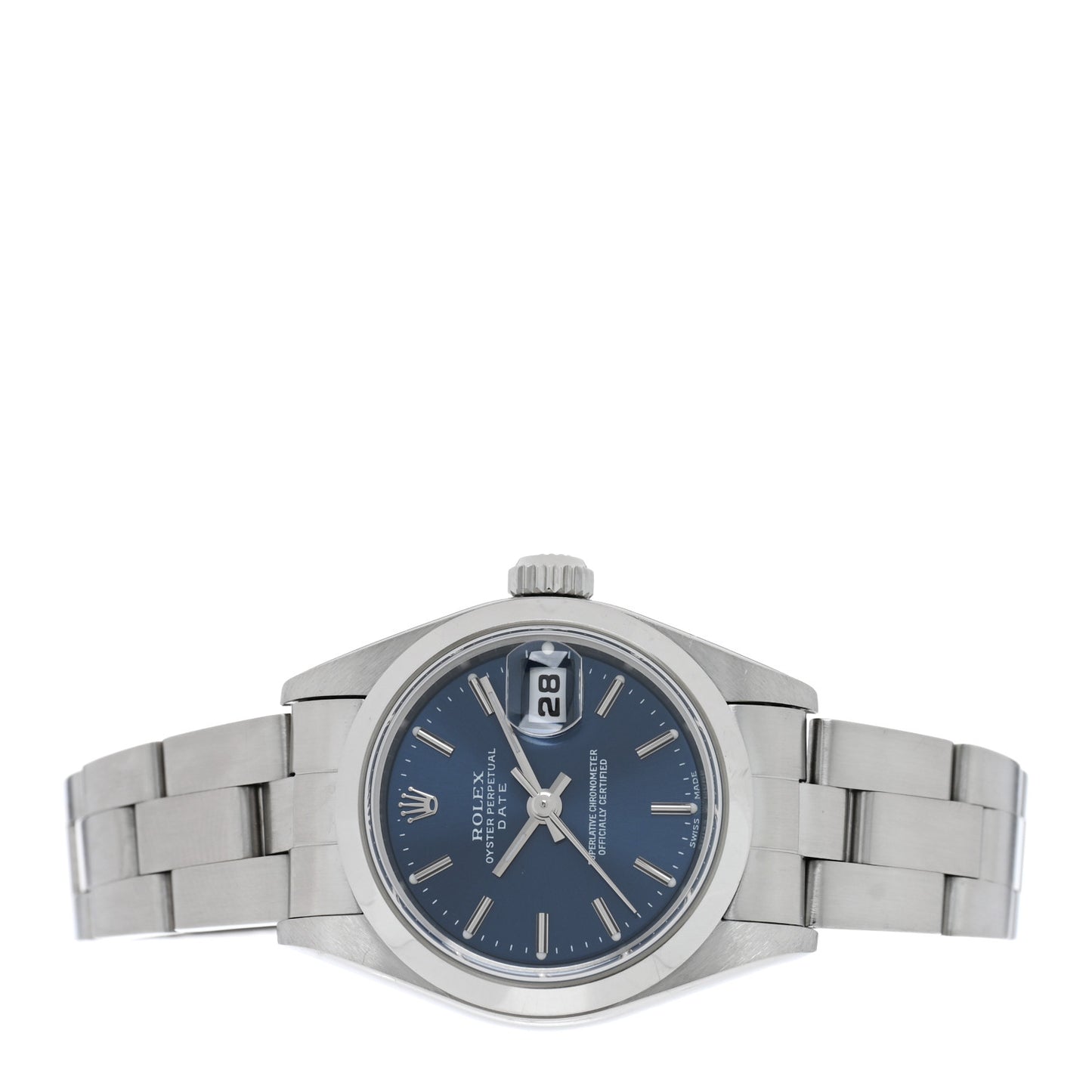 Stainless Steel 26mm Oyster Perpetual Date Watch Blue 79160