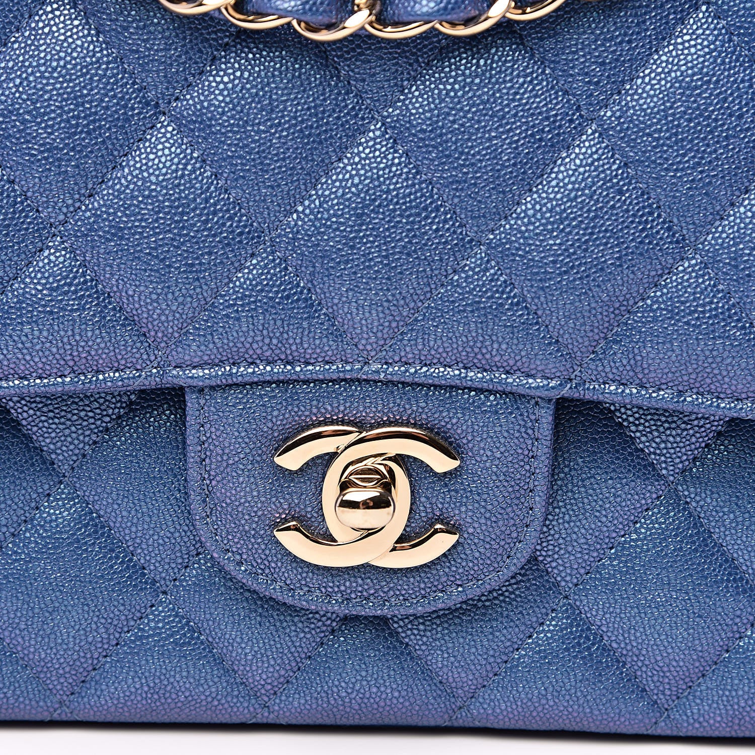 Chanel Iridescent Caviar Quilted Medium Double Flap Dark Blue 11 of 12