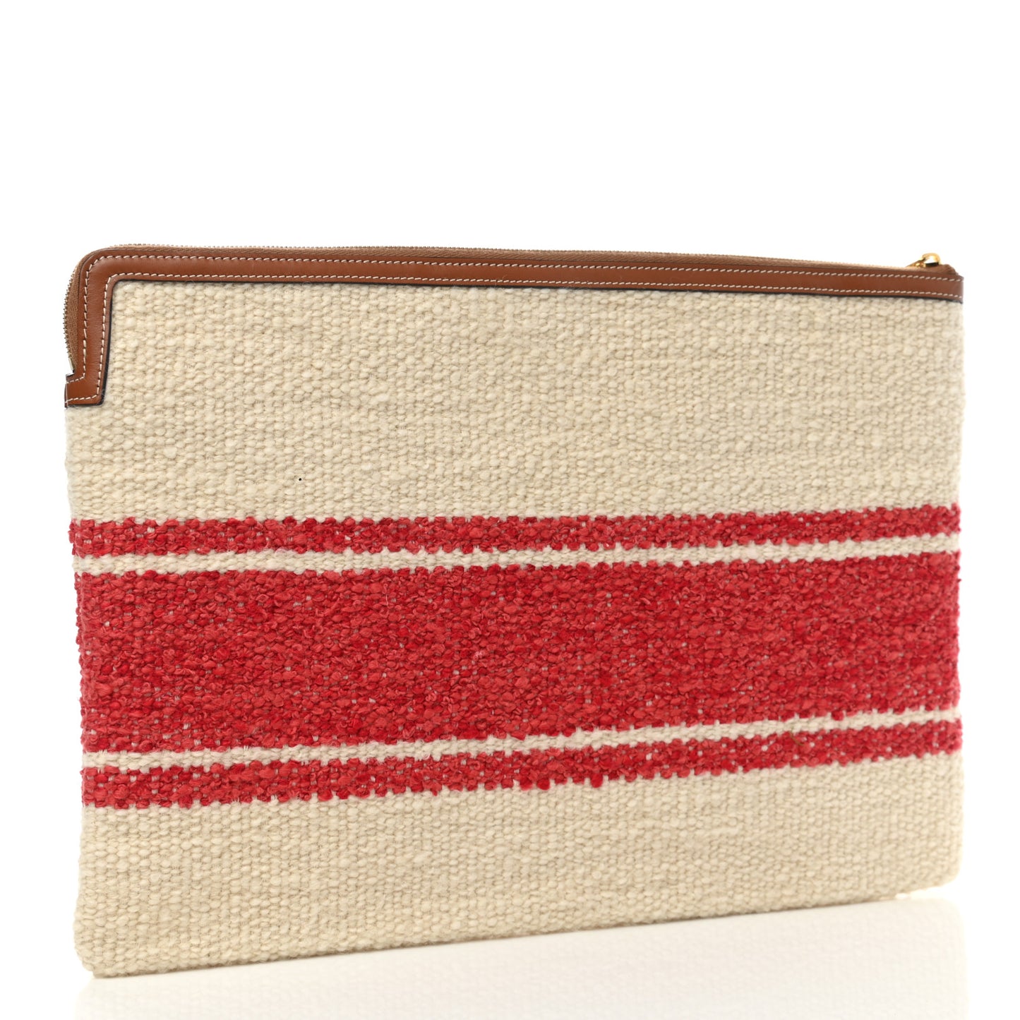 Calfskin Large Plein Soleil Pouch White Red