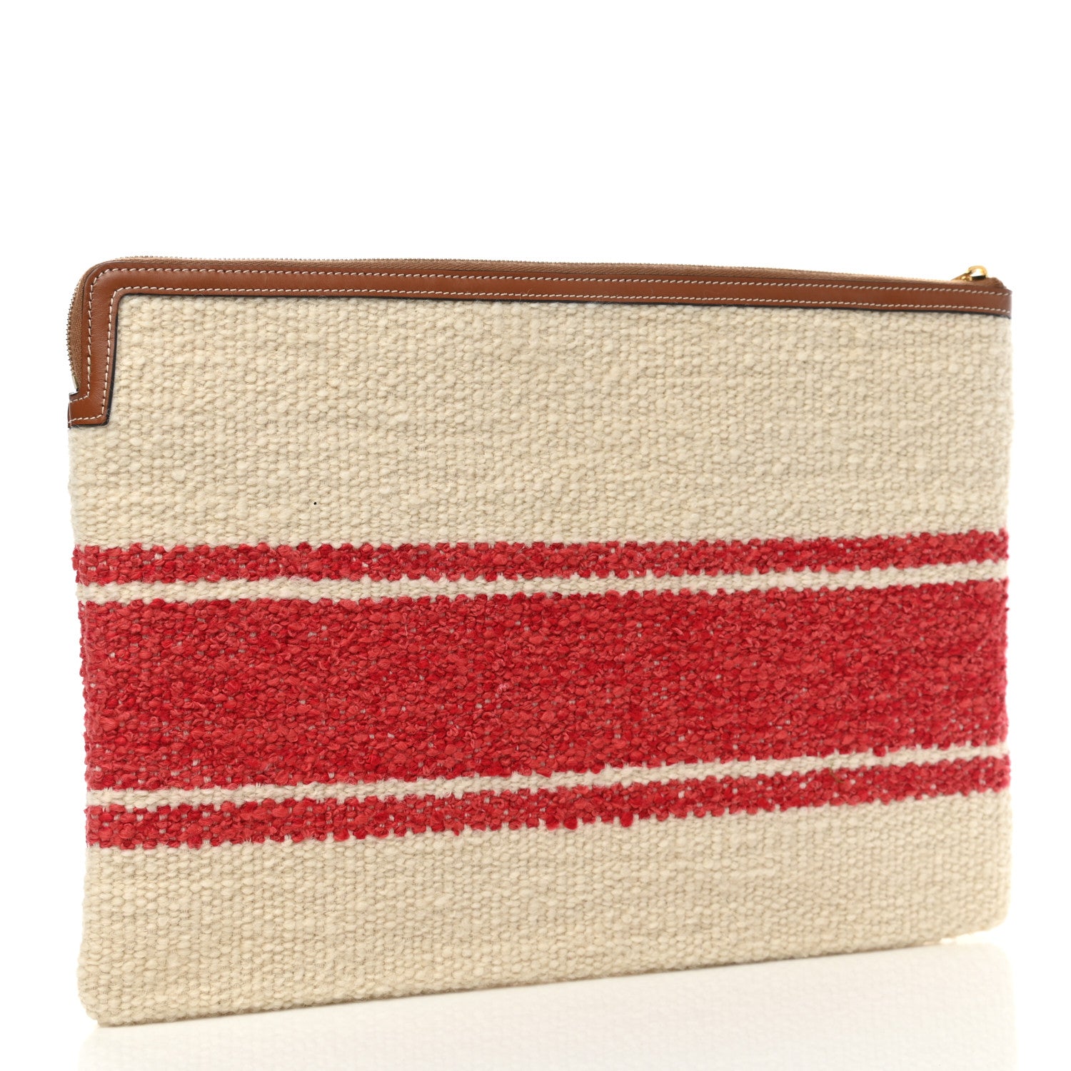 Celine Calfskin Large Plein Soleil Pouch White Red 3 of 7