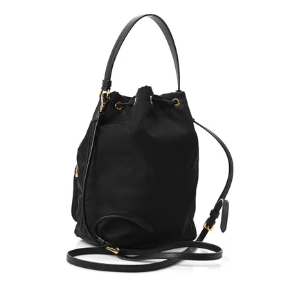 Prada Saffiano Tessuto Nylon Mini Bucket Crossbody Bag Black 2 of 9