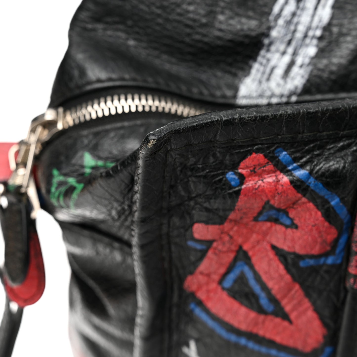 Agneau Arena Graffiti All Over S Bazar Shopper Tote Black Vert Rouge
