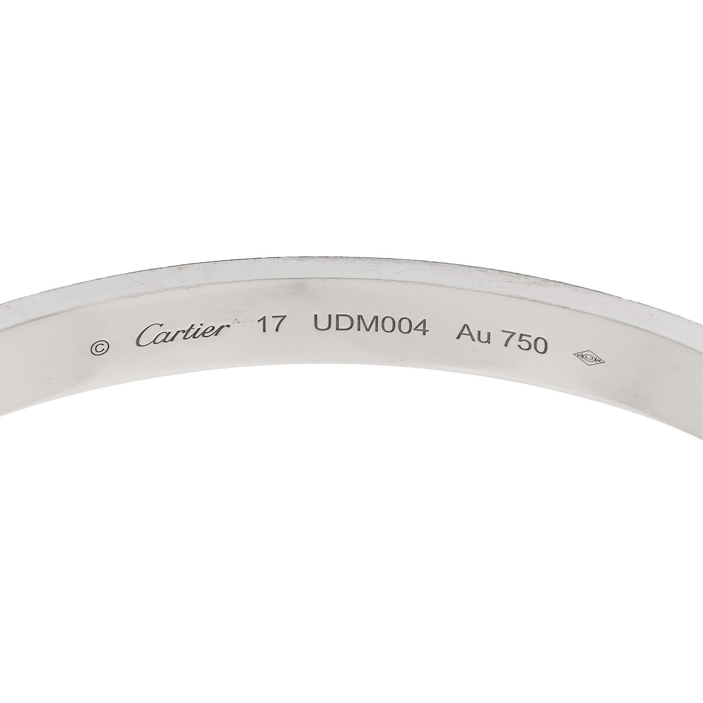 18K White Gold Brushed Finish LOVE Bracelet 17