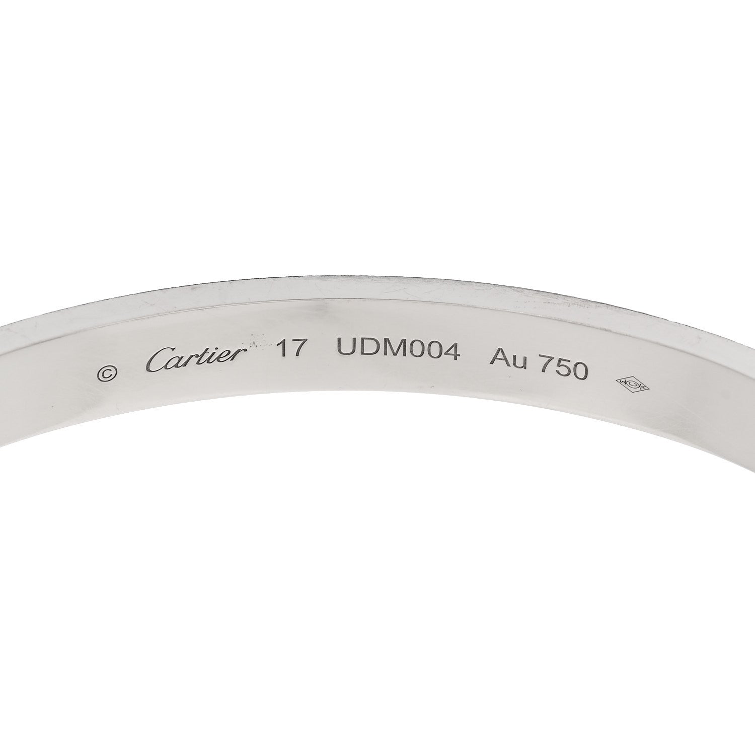 Cartier 18K White Gold Brushed Finish LOVE Bracelet 17 6 of 9