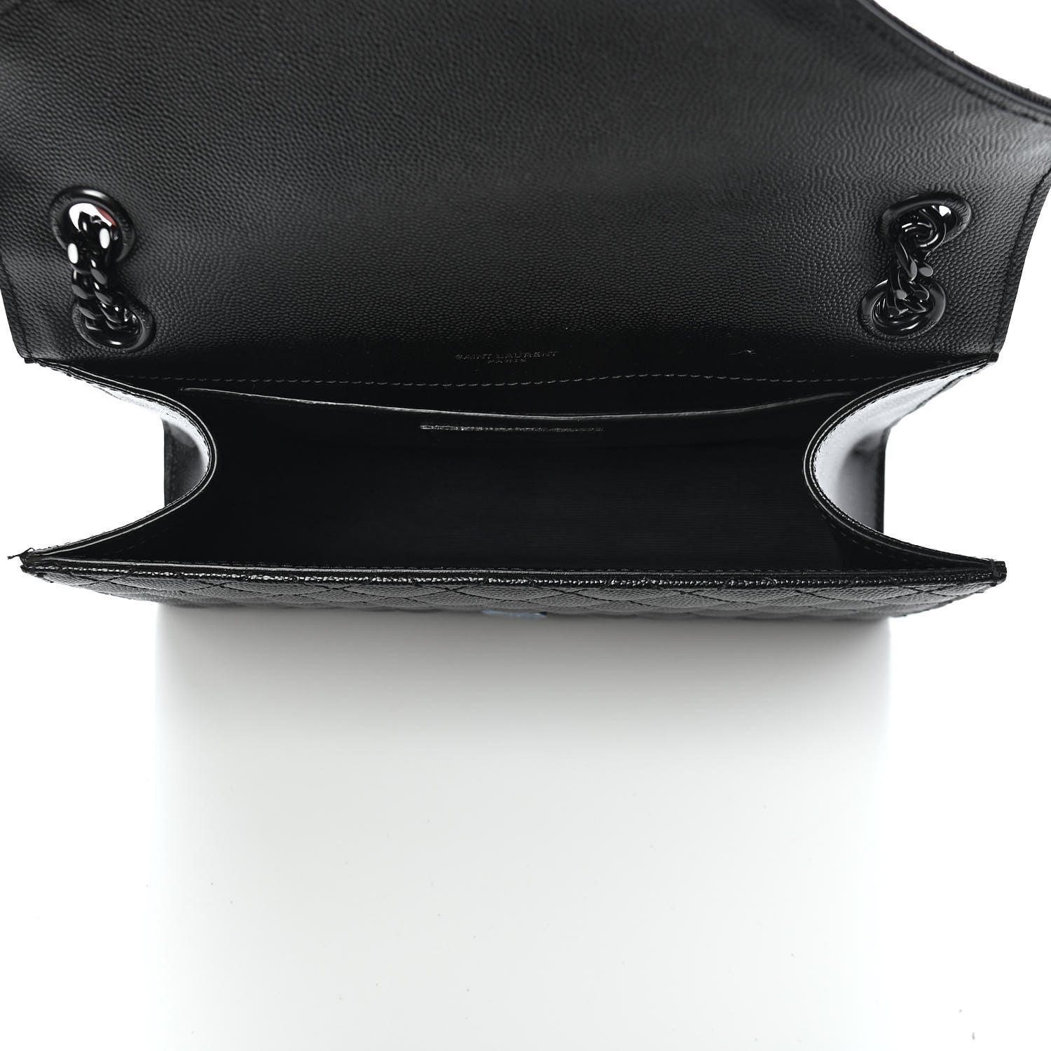 Saint Laurent Grain De Poudre Textured Mixed Matelasse Triquilt Medium Monogram Satchel Black 5 of 10