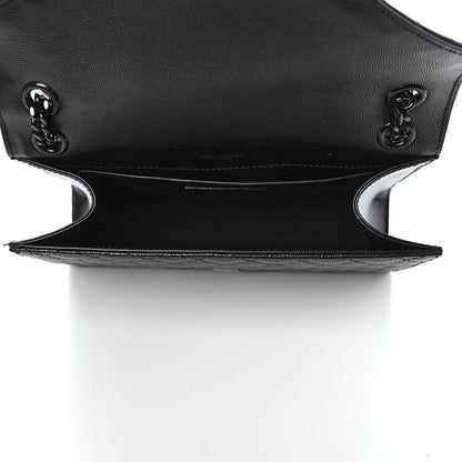 Saint Laurent Grain De Poudre Textured Mixed Matelasse Triquilt Medium Monogram Satchel Black 5 of 10