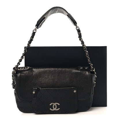 Chanel Glazed Caviar Small Pocket In The City Shoulder Bag Black 10 of 10