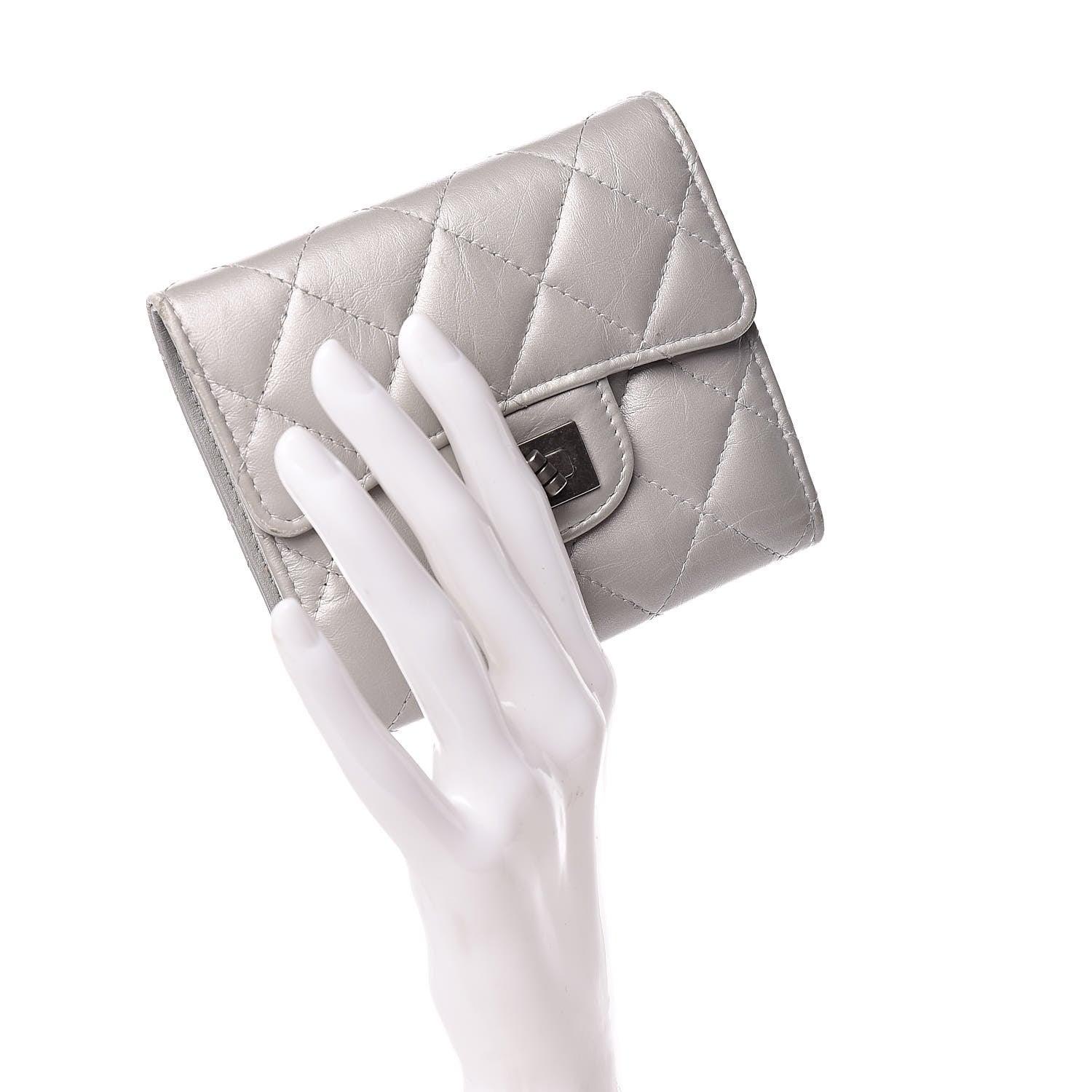 Chanel Aged Calfskin Quilted Reissue Compact Wallet Grey 2 of 13