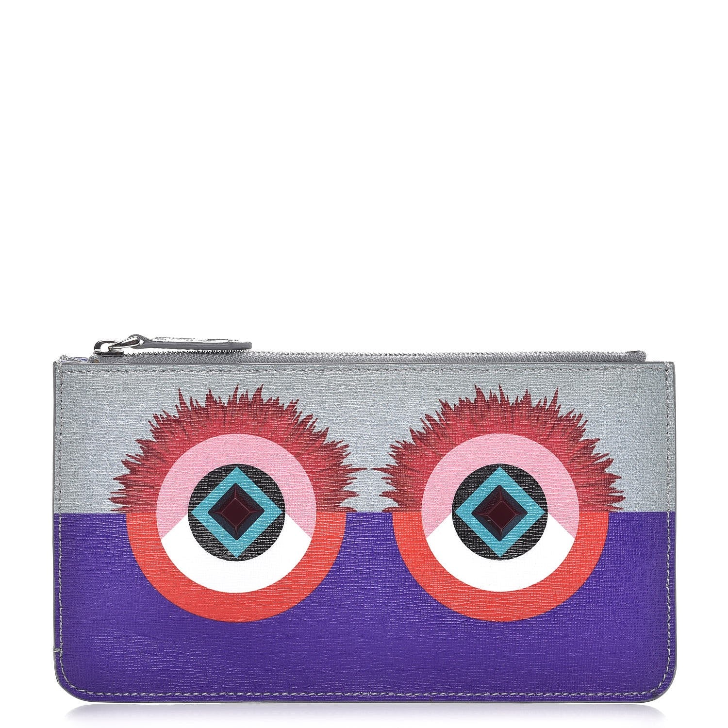 Fendi Vitello Elite Studded Hypnoteyes Zip Pouch Polvere Multicolor 1 of 11