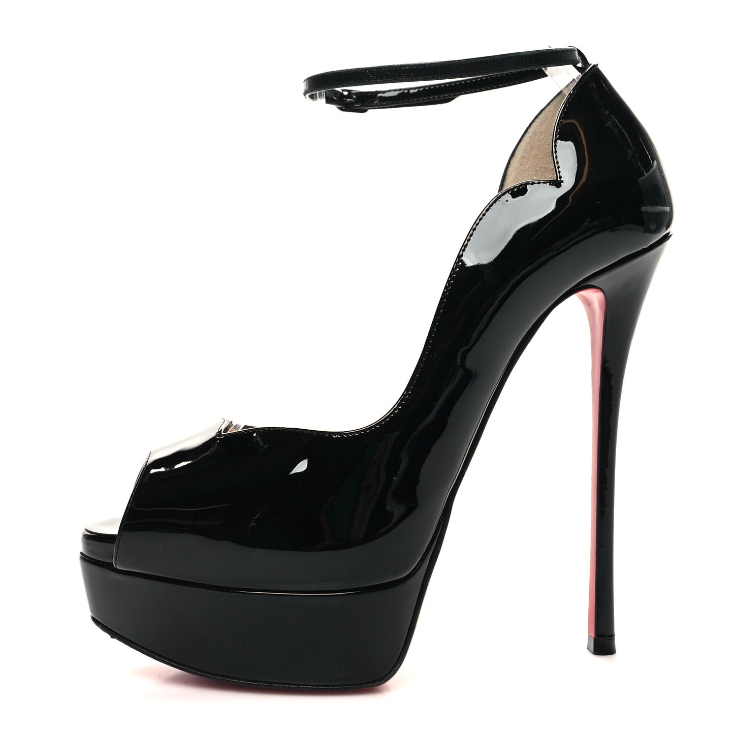 Patent After Sun Round Chick Alta Platform Peep Toe 120 Pumps 37 Black