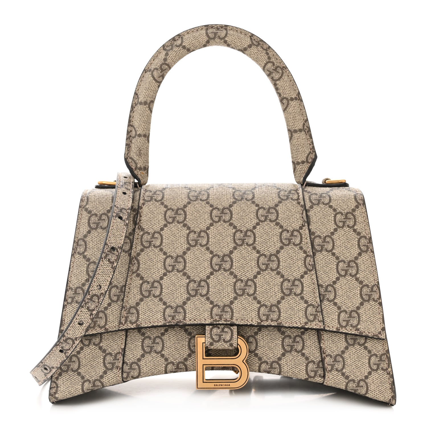Balenciaga X GUCCI GG Supreme Monogram Small Hourglass Top Handle Bag Beige Ebony 1 of 10