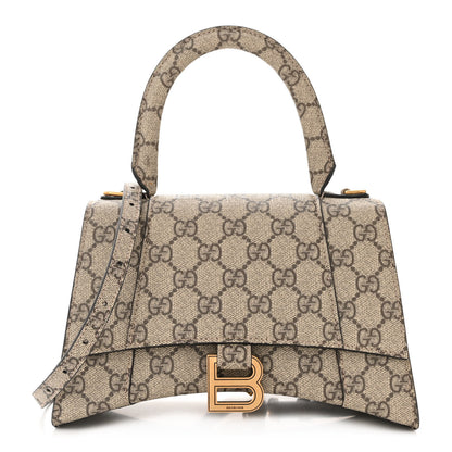Balenciaga X GUCCI GG Supreme Monogram Small Hourglass Top Handle Bag Beige Ebony 1 of 10