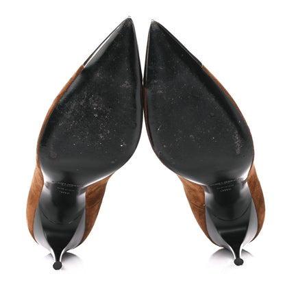 Saint Laurent Suede Metal Tip Zoe 105 Pumps 38.5 Brown 5 of 8