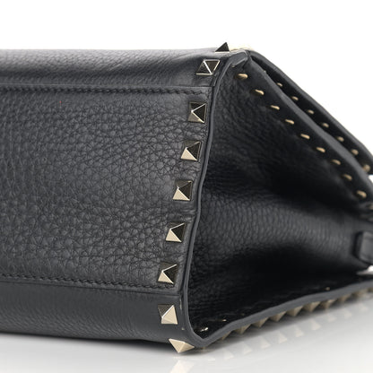 Valentino Garavani Grained Calfskin Rockstud Flip Lock Tote Black 9 of 9