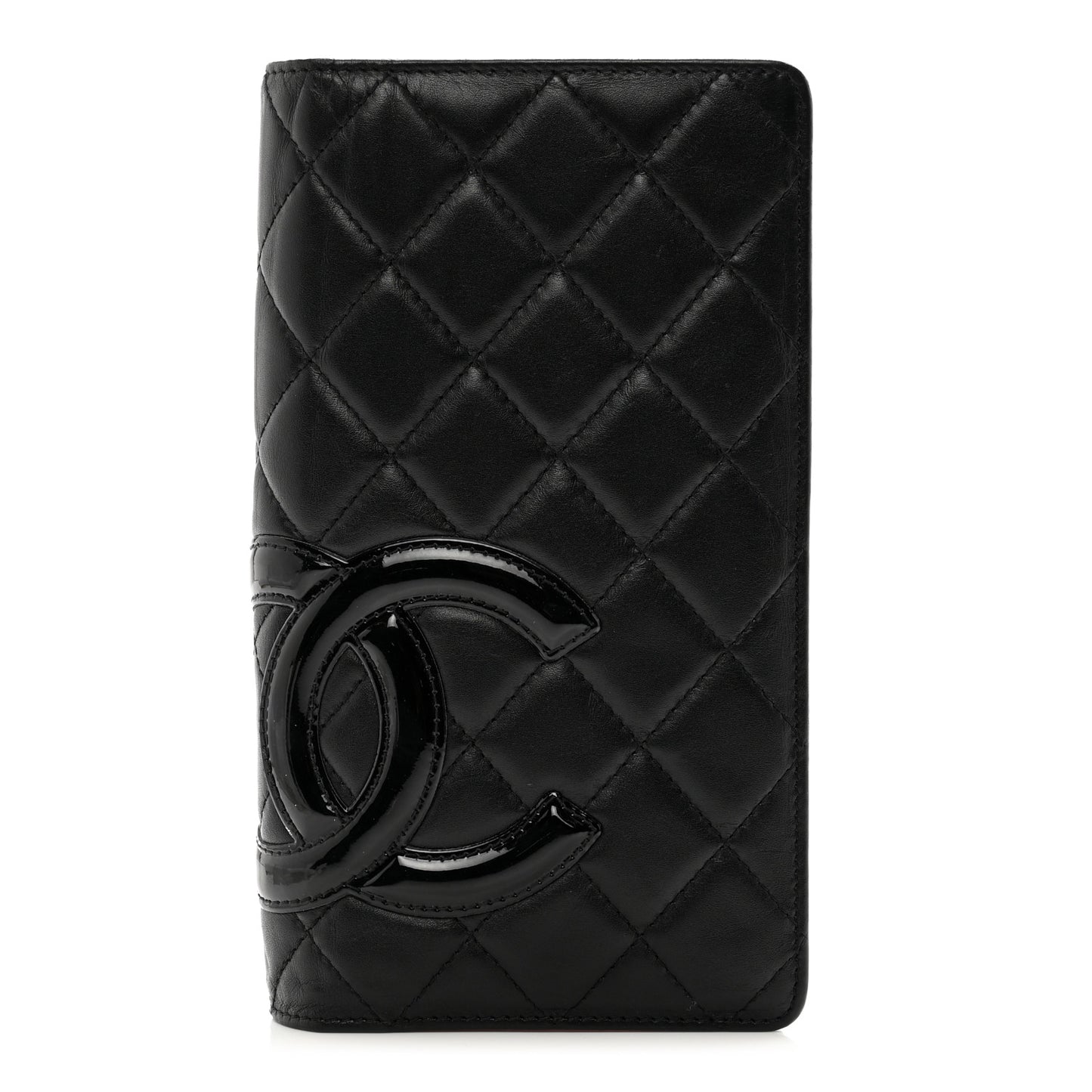 Calfskin Quilted Cambon Yen Wallet Black