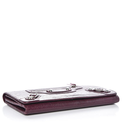 Balenciaga Agneau Classic Silver Hardware Money Wallet Violet Prune 4 of 9
