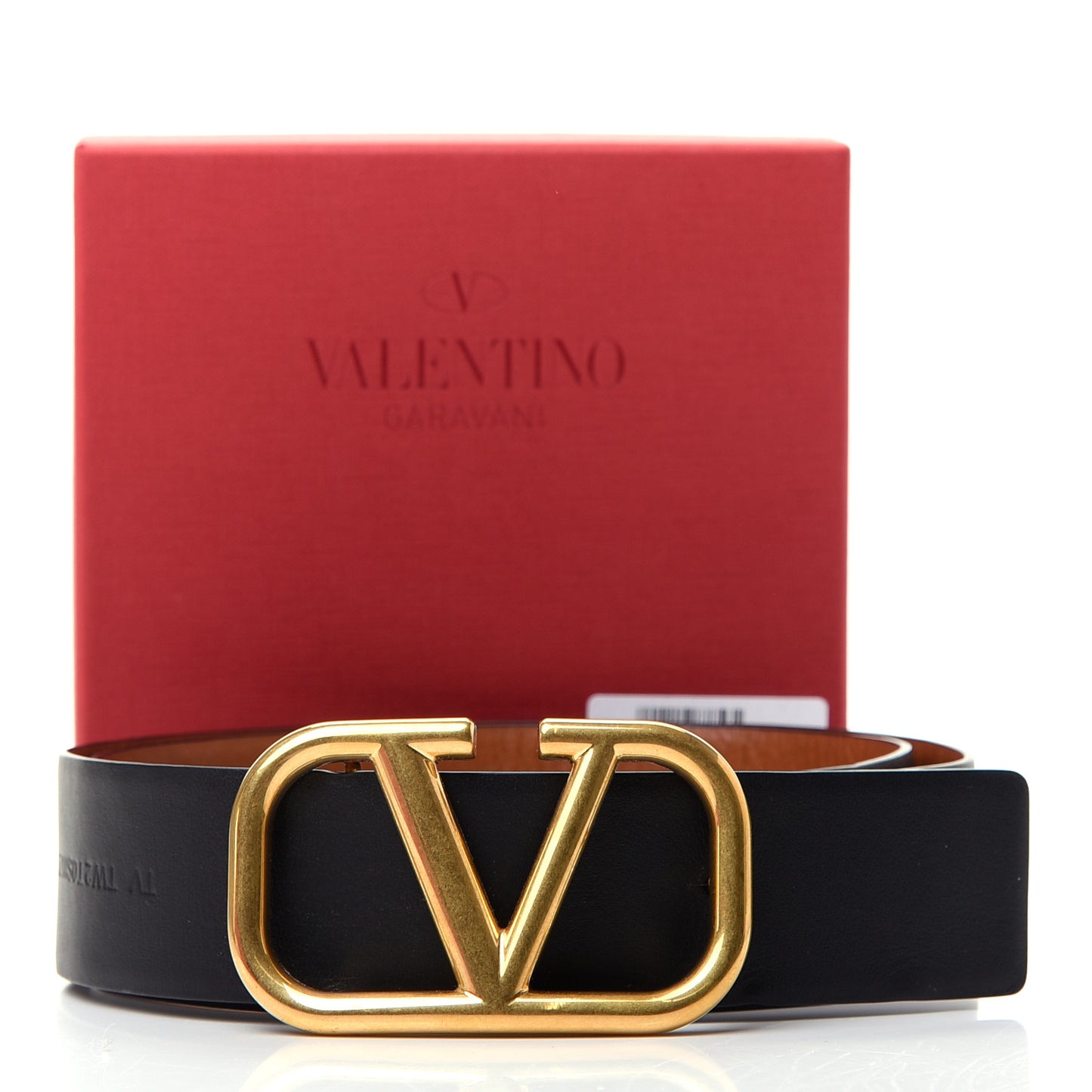 Glossy Calfskin VLogo Reversible 40mm Belt 90 36 Saddle Brown Black