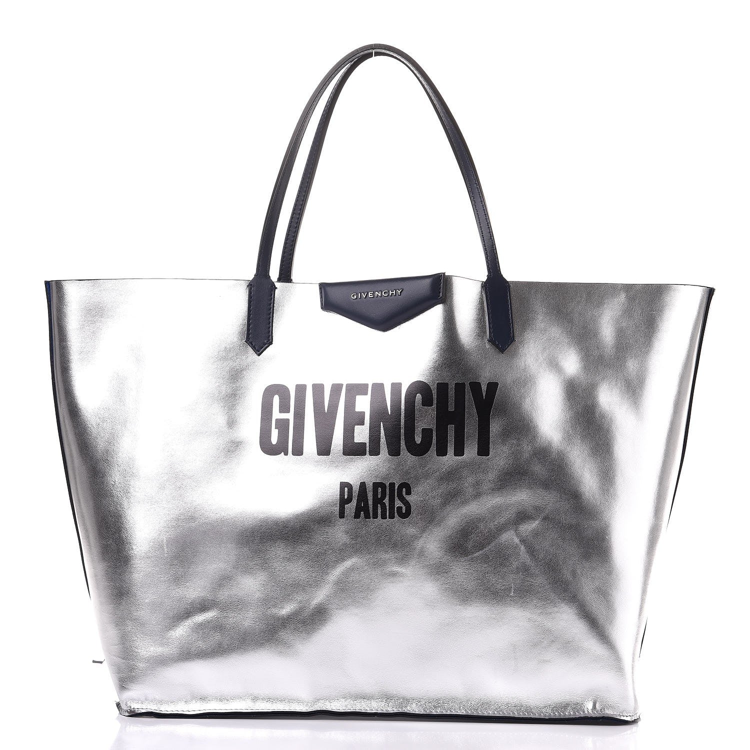 Givenchy Metallic Calfskin Suede Ombre Large Reversible Antigona Tote Blue Silver 3 of 8