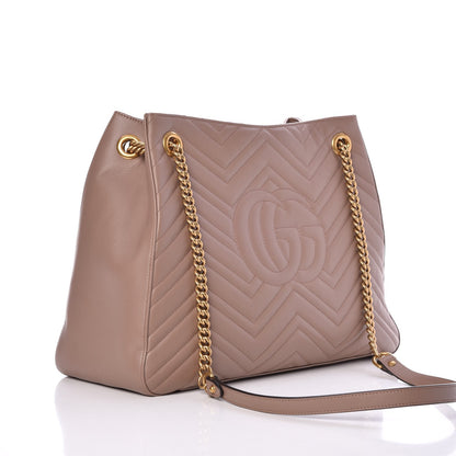 Gucci Calfskin Matelasse Medium GG Marmont Shoulder Tote Bag Porcelain Rose 3 of 7