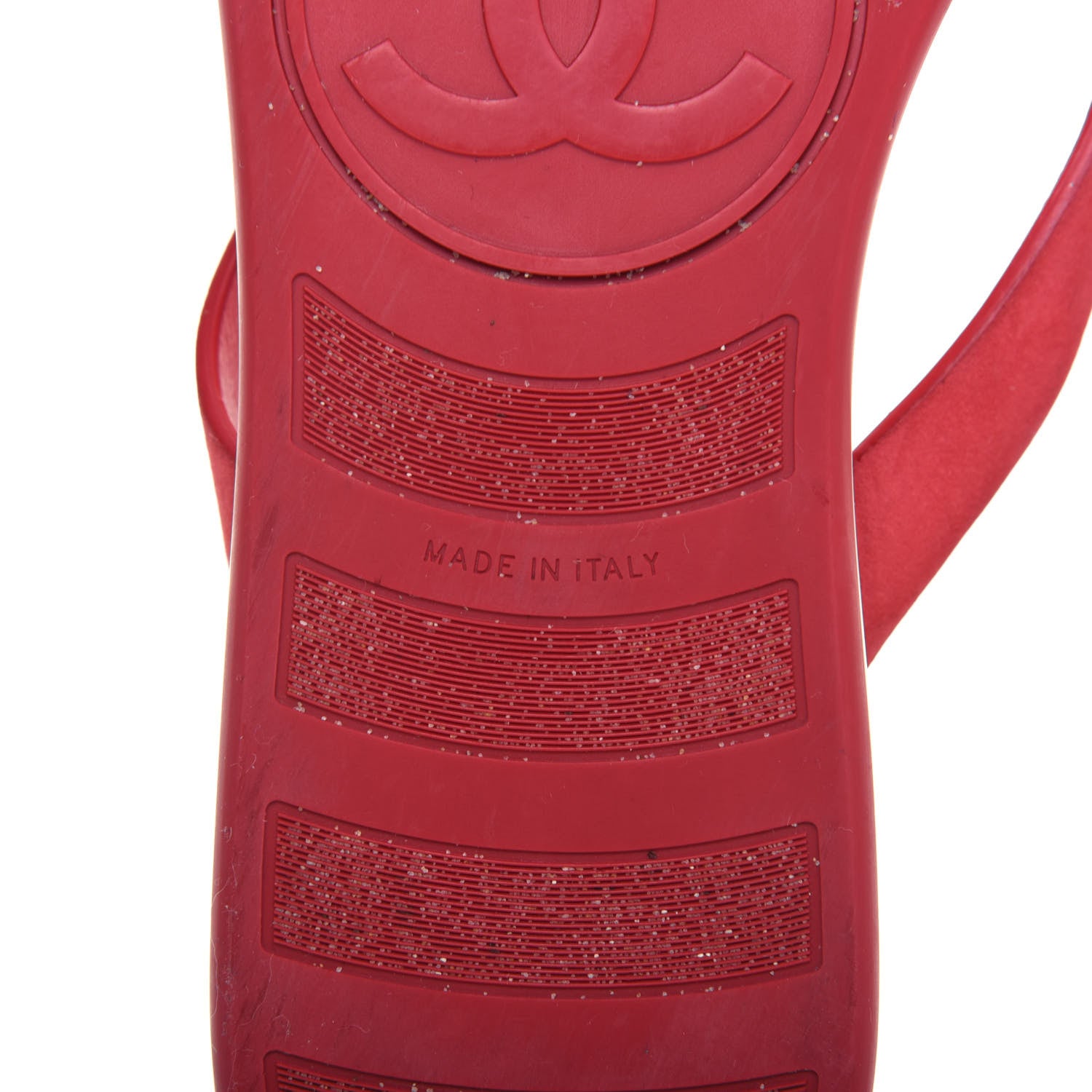 Chanel Suede Calfskin Rubber Thong Sandals 38 Red 6 of 12