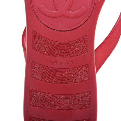 Chanel Suede Calfskin Rubber Thong Sandals 38 Red 6 of 12