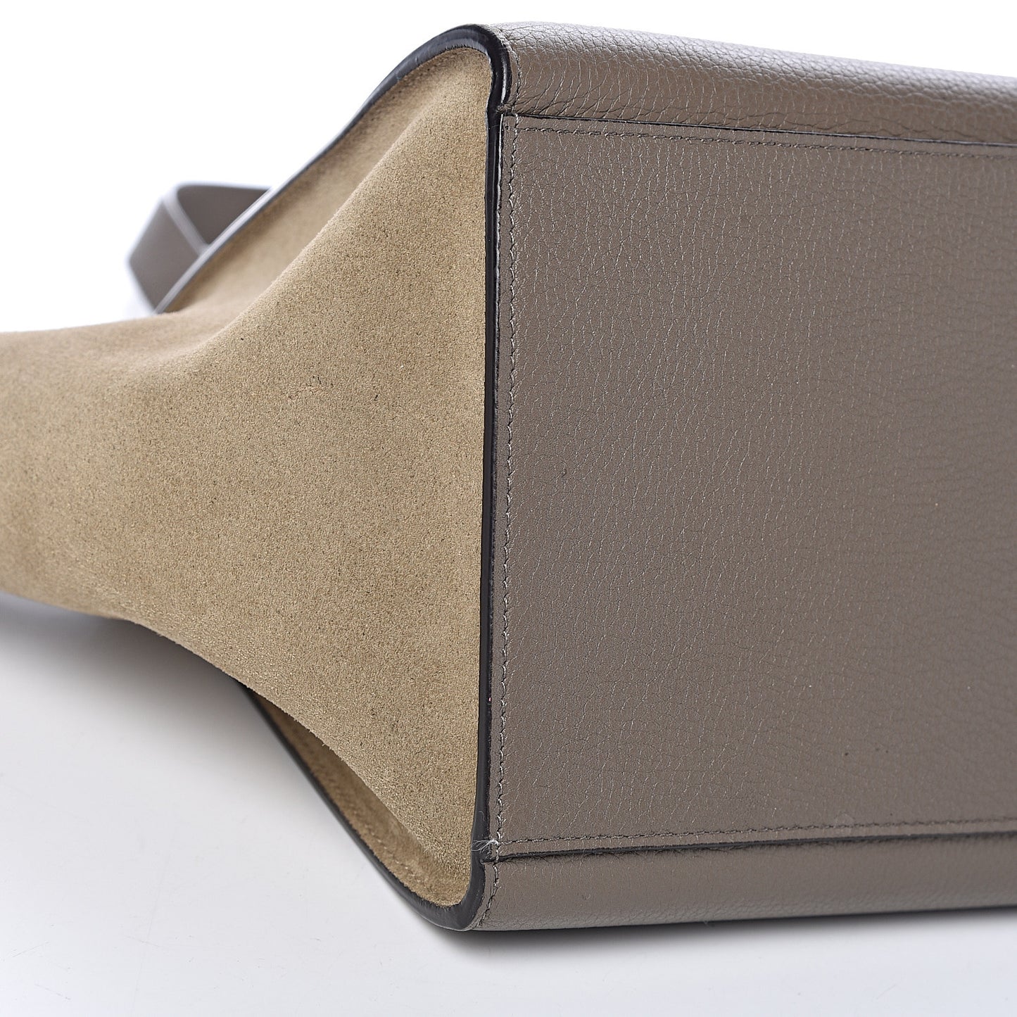 Drummed Calfskin Suede Small Trapeze Souris