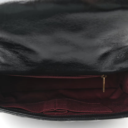 Chanel Glazed Calfskin Castle Rock Large Flap Black Burgundy 5 of 9